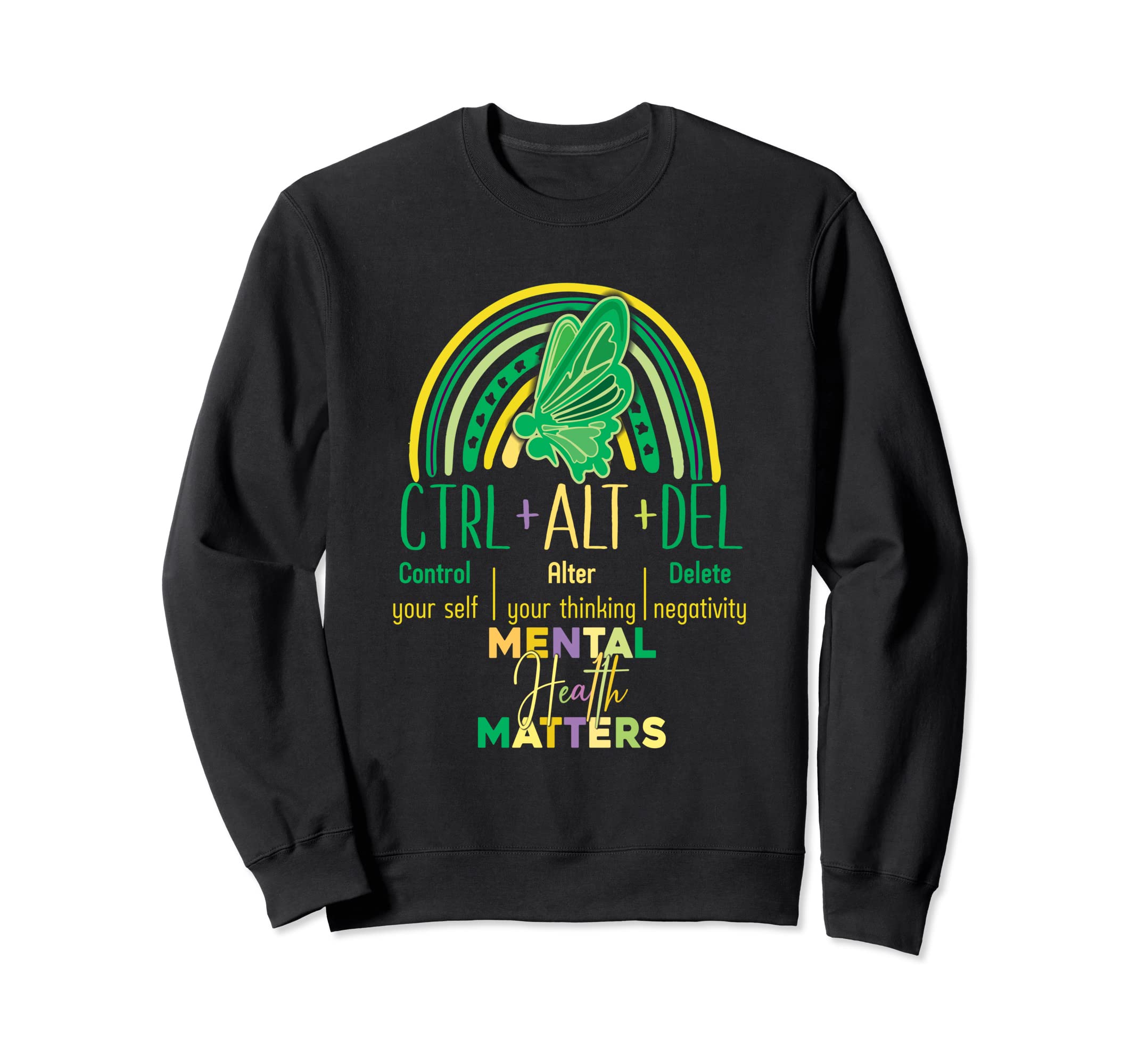 Semi Colon Rainbow Green Semicolon Sweatshirt - Graphic Print for Adults - T-Shirt, Sweatshirt, Hoodie