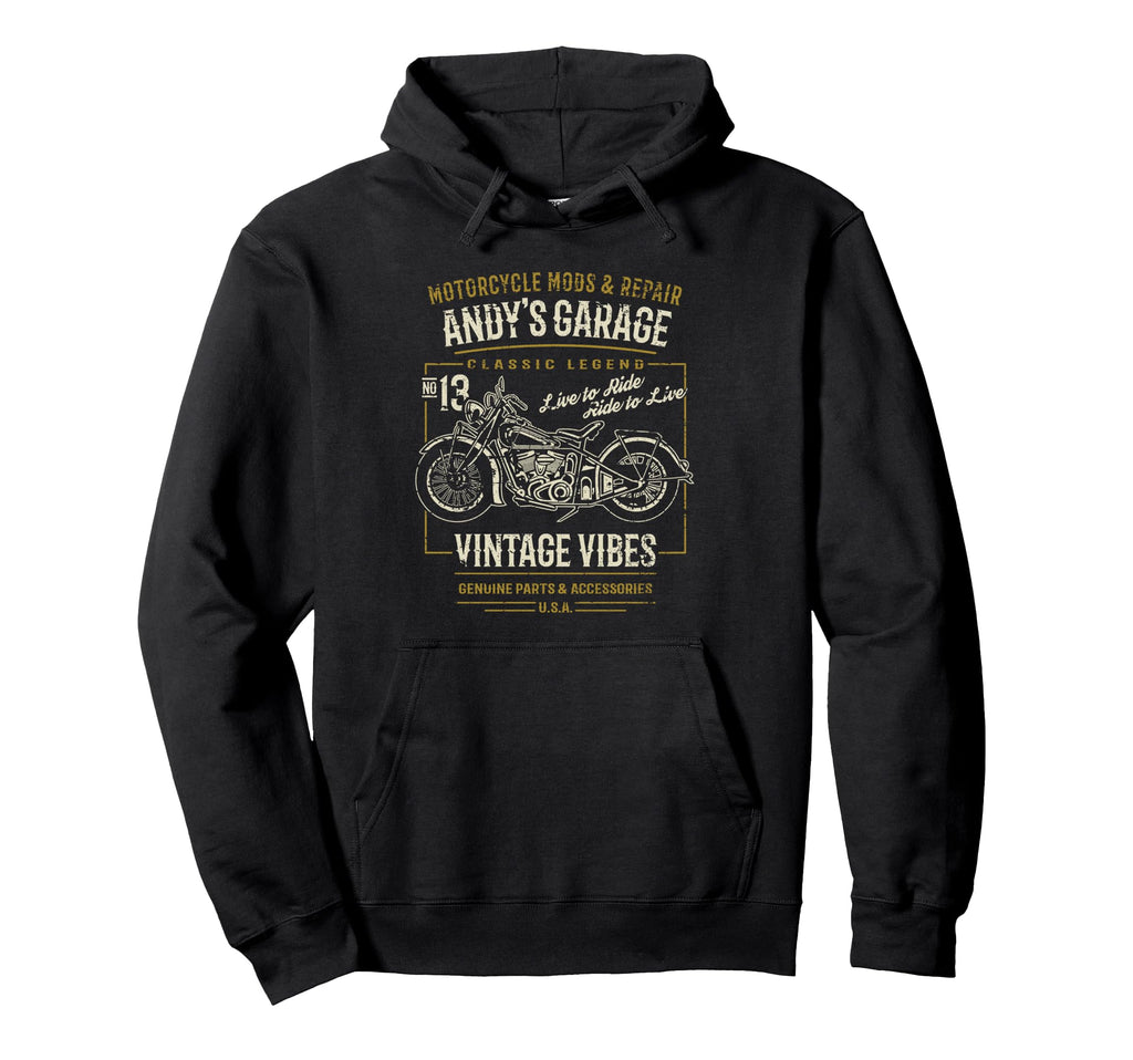 Andys Garage Motorcycle Hoodie - Graphic Print Unisex - T-Shirt, Sweatshirt, Hoodie