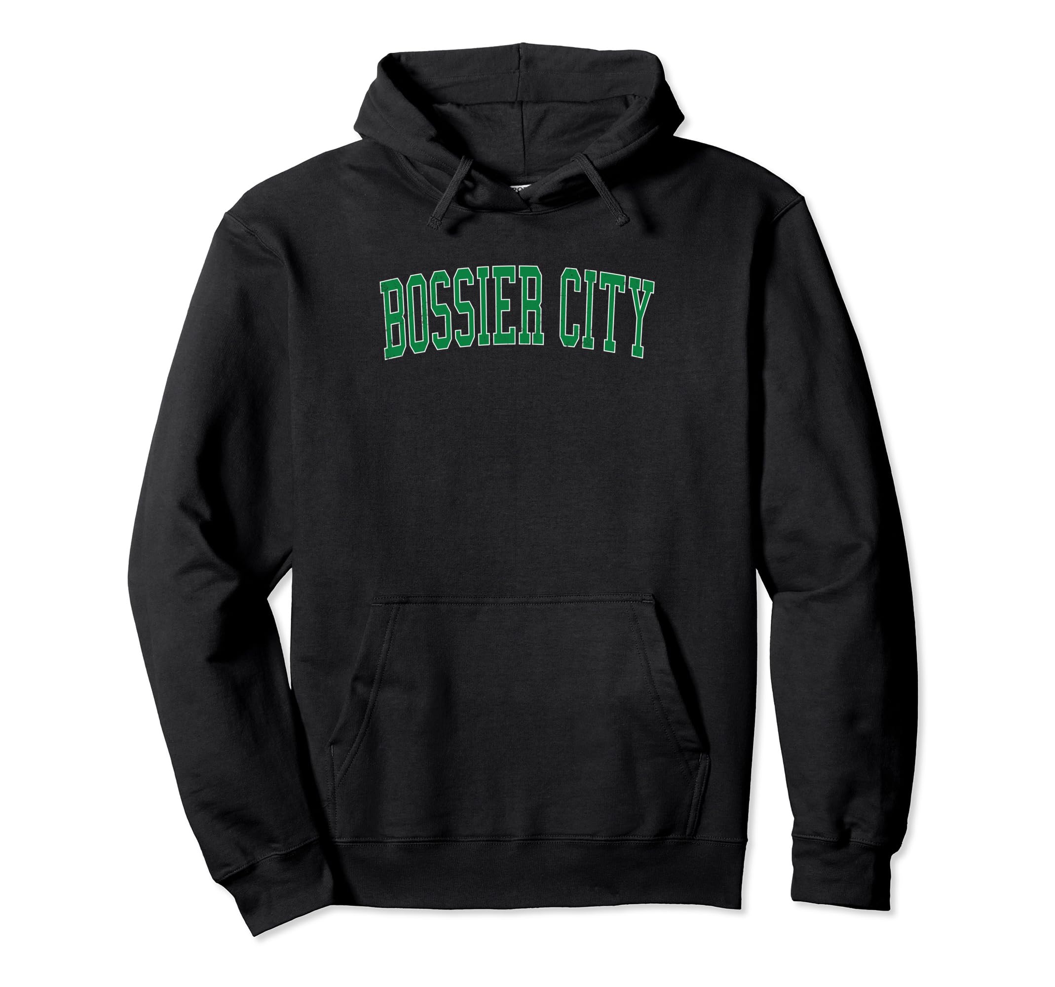 Bossier City La Distressed Green Varsity Hoodie - Trendy Graphic for Adults - T-Shirt, Sweatshirt, Hoodie