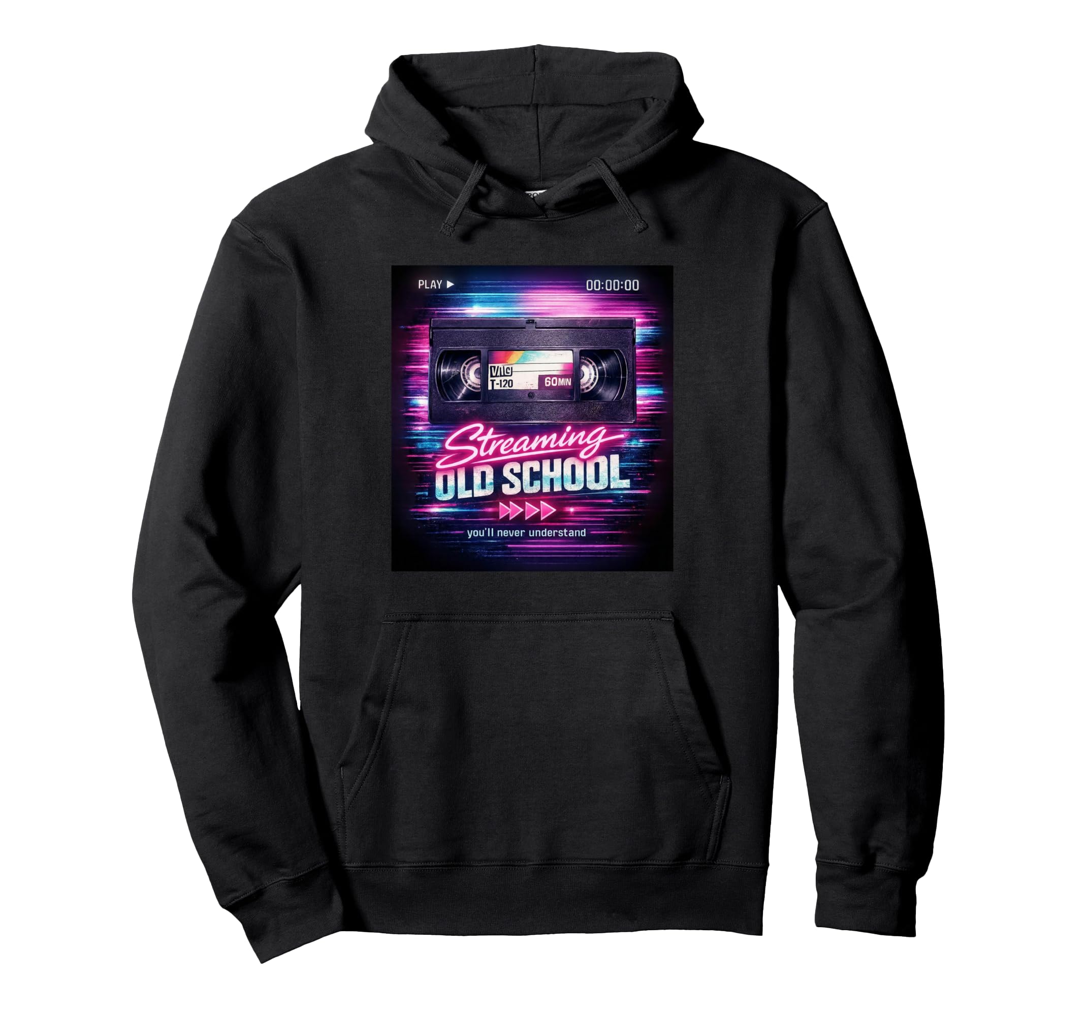 Streaming Old School Video 80S 90S Tape Hoodie - Unique Graphic for Adults - T-Shirt, Sweatshirt, Hoodie