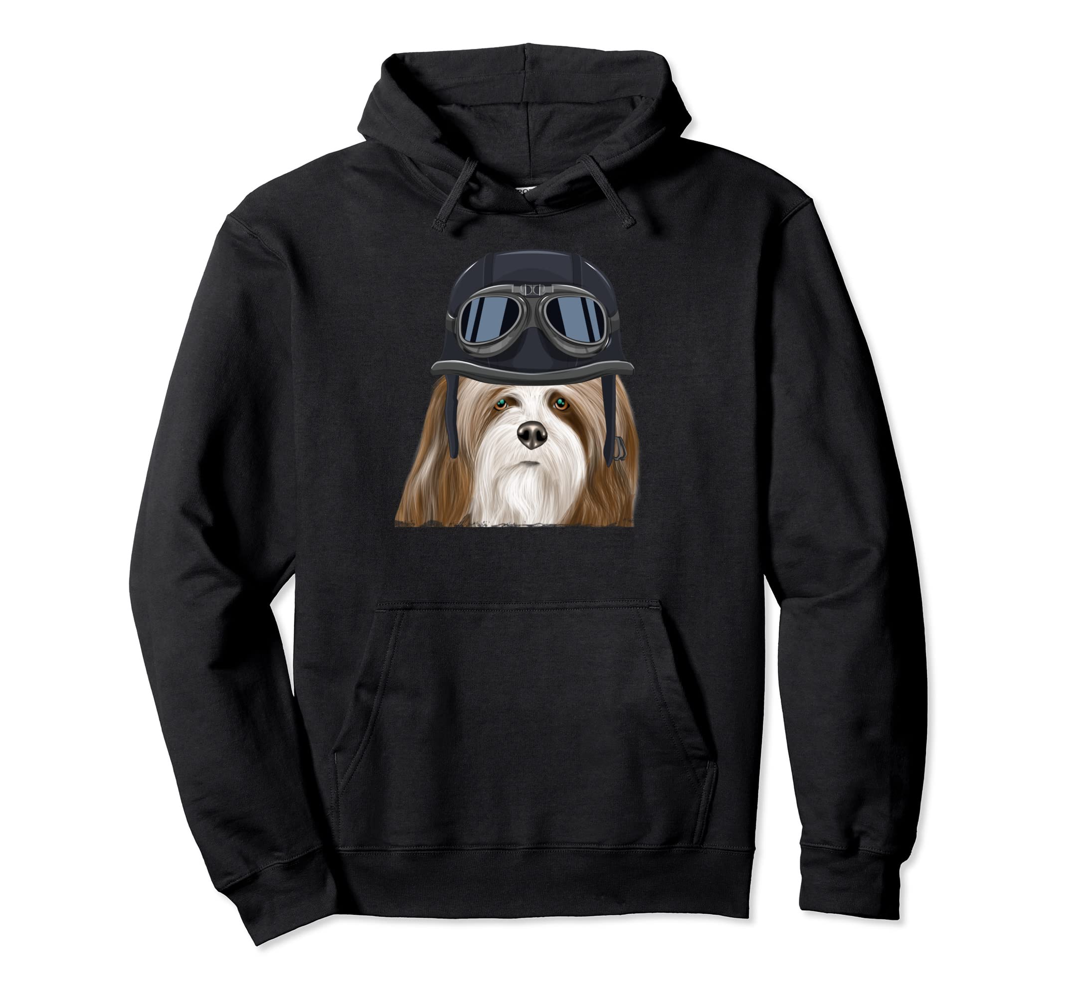 Funny Motorcycle Helmet Lhasa Apsos Hoodie - Unique Graphic for Adults - T-Shirt, Sweatshirt, Hoodie