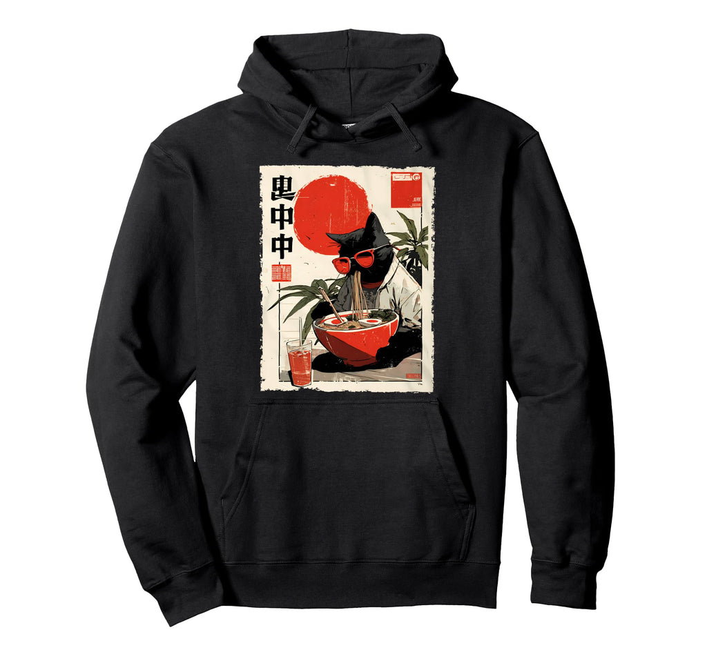 Groovy Cat Ramen Japanese 80S 70S Hoodie - Casual Everyday Wear for Adults - T-Shirt, Sweatshirt, Hoodie
