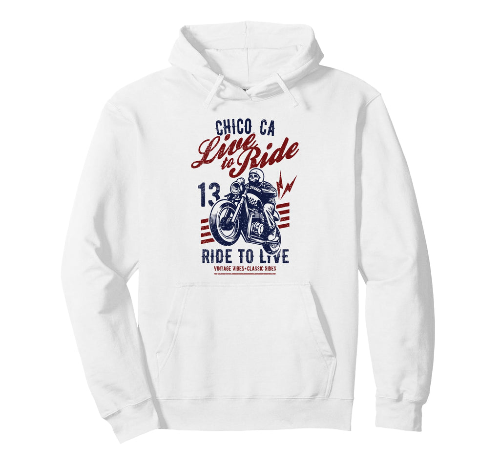 Chico California Motorcycle Skull Rider Hoodie - Minimalist Print Unisex - T-Shirt, Sweatshirt, Hoodie