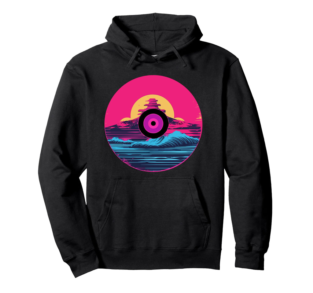 Waves Vinyl Record Vaporwave Music Hoodie - Casual Everyday Wear Unisex - T-Shirt, Sweatshirt, Hoodie
