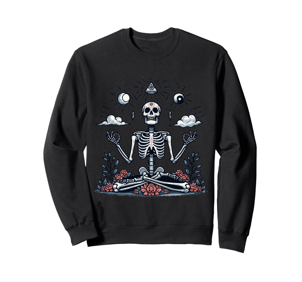 Meditation Skeleton Yoga Pose Sweatshirt - Custom Art Print Unisex - T-Shirt, Sweatshirt, Hoodie