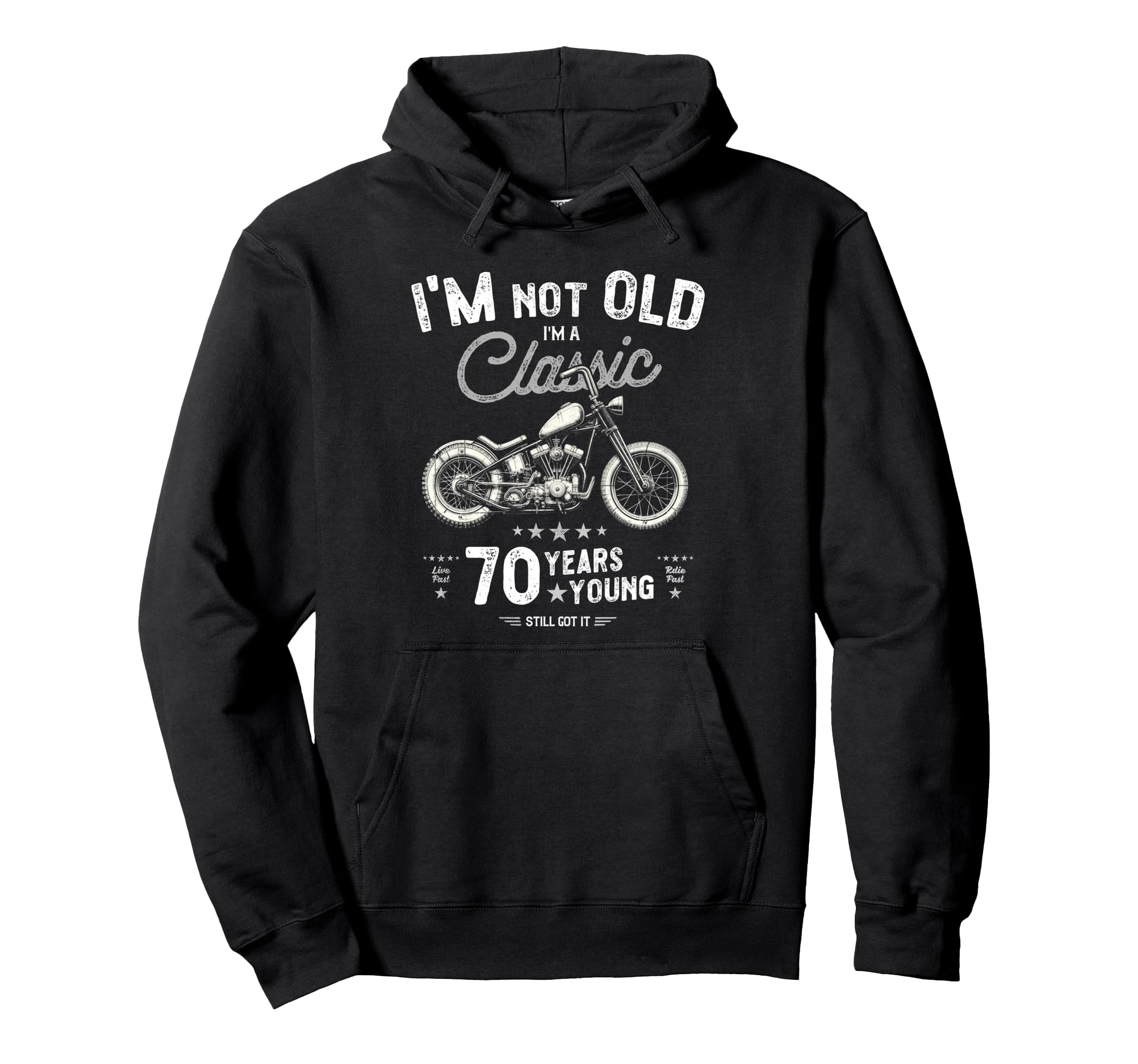 Mens Motorbike 70Th Birthday Funny Hoodie - Custom Art Print for Adults - T-Shirt, Sweatshirt, Hoodie