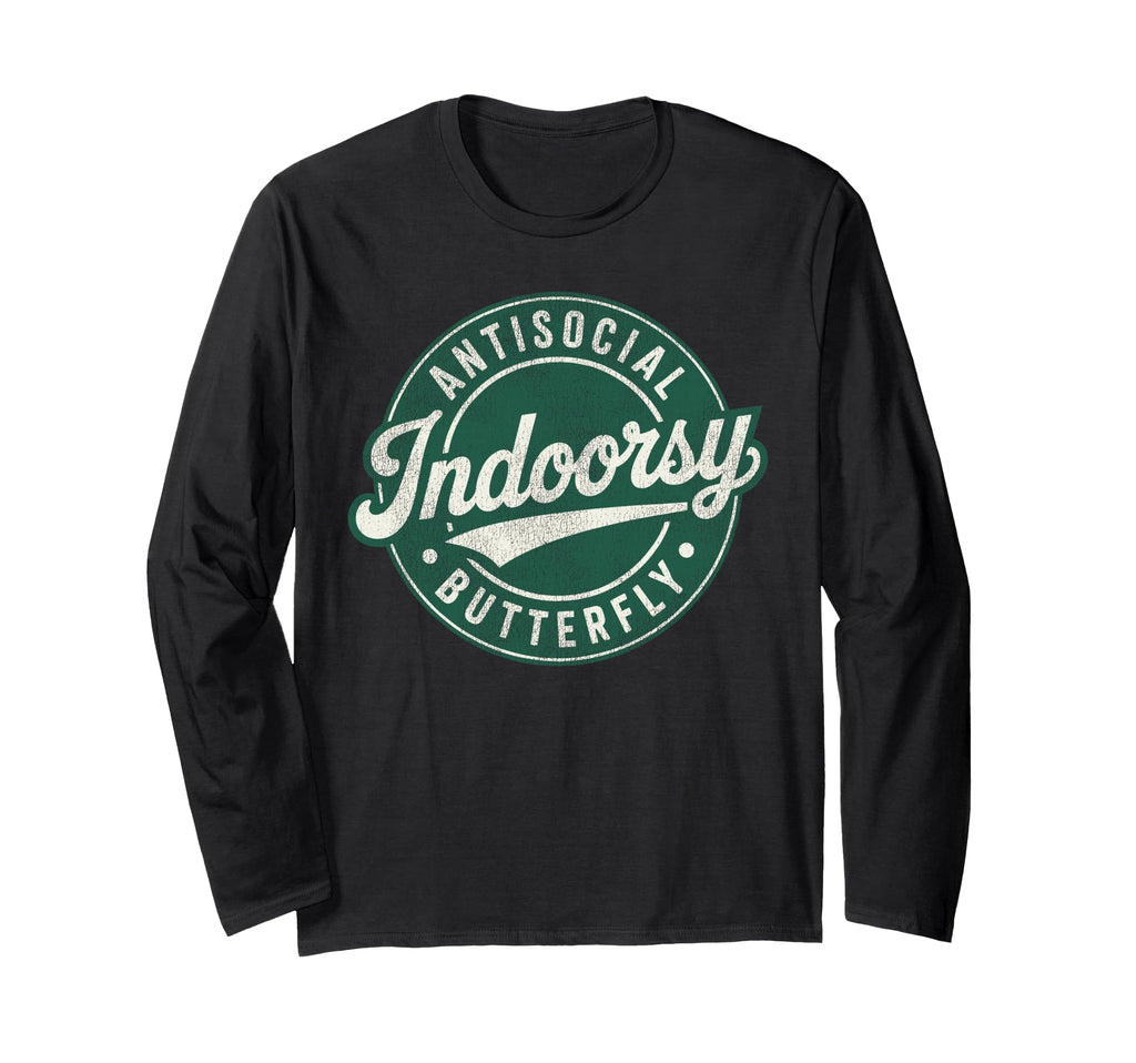Indoorsy Antisocial Butterfly Badge T-Shirt - Trendy Graphic Men Women - T-Shirt, Sweatshirt, Hoodie
