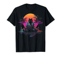 Synthwave Cat Samurai Mediation T-Shirt - Streetwear Style for Adults - T-Shirt, Sweatshirt, Hoodie
