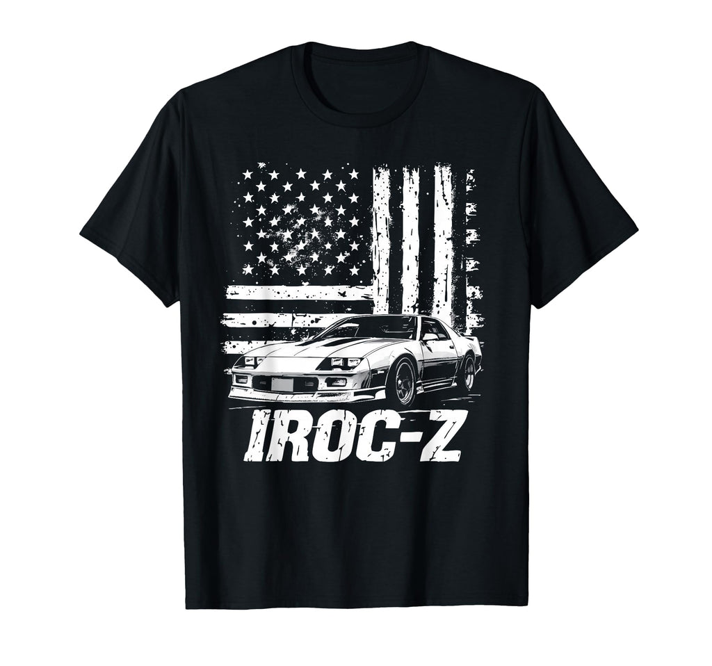 Old School Usa Flag Iroc Z Muscle Car T-Shirt - Graphic Print for Adults - T-Shirt, Sweatshirt, Hoodie
