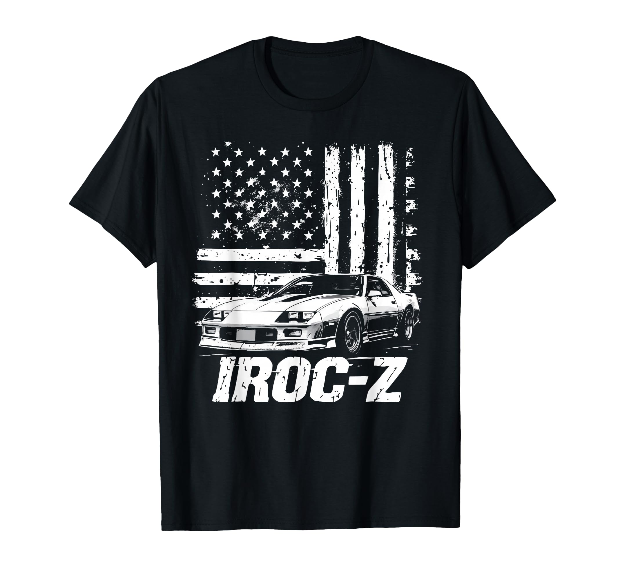 Old School Usa Flag Iroc Z Muscle Car T-Shirt - Graphic Print for Adults - T-Shirt, Sweatshirt, Hoodie