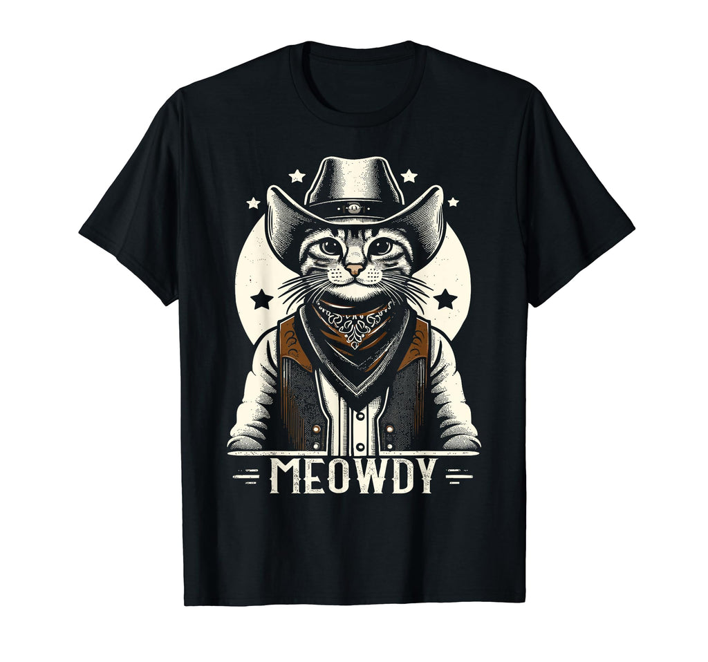 Meowdy Cat Cowboy Country T-Shirt - Unique Graphic Men Women - T-Shirt, Sweatshirt, Hoodie