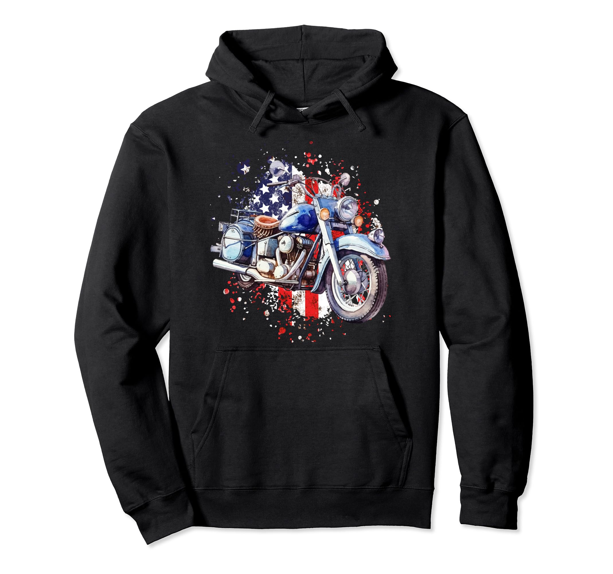 Patriotic Motorcycle American Flag Hoodie - Minimalist Print Men Women - T-Shirt, Sweatshirt, Hoodie