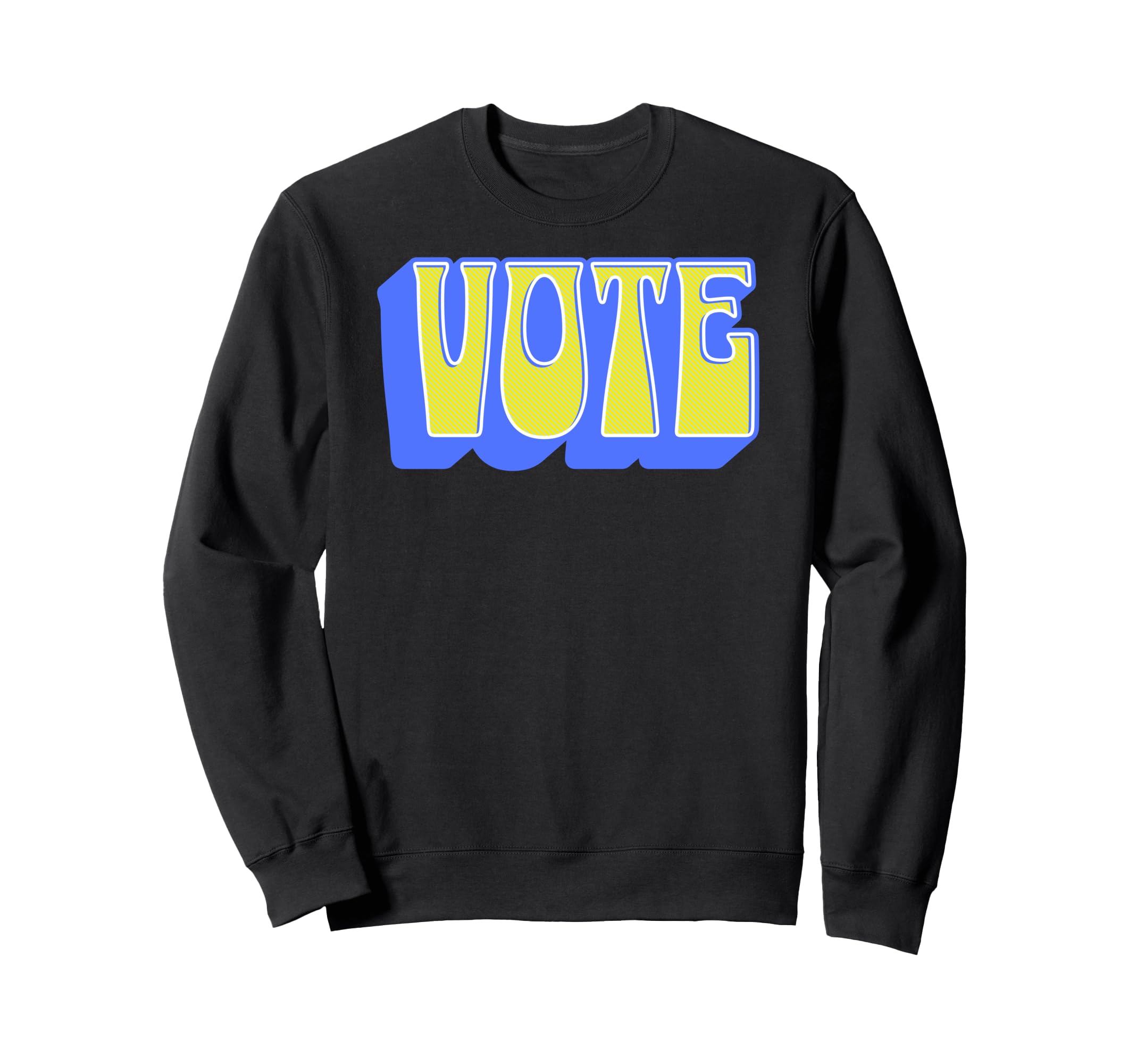 Vote Colorful Groovy Blue And Yellow Sweatshirt - Unique Graphic Men Women - T-Shirt, Sweatshirt, Hoodie