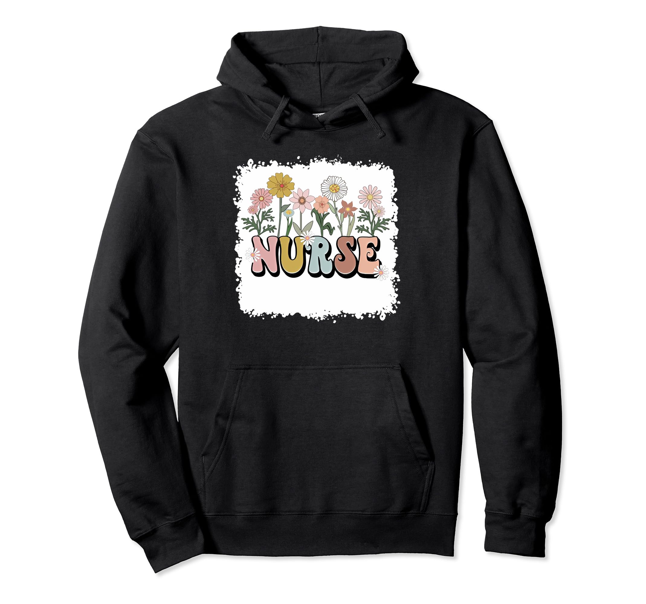 Groovy Nurse Typography Wild Flowers Hoodie - Streetwear Style Men Women - T-Shirt, Sweatshirt, Hoodie