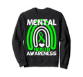 Green Ribbon Rainbow Mental Health Sweatshirt - Graphic Print for Adults - T-Shirt, Sweatshirt, Hoodie