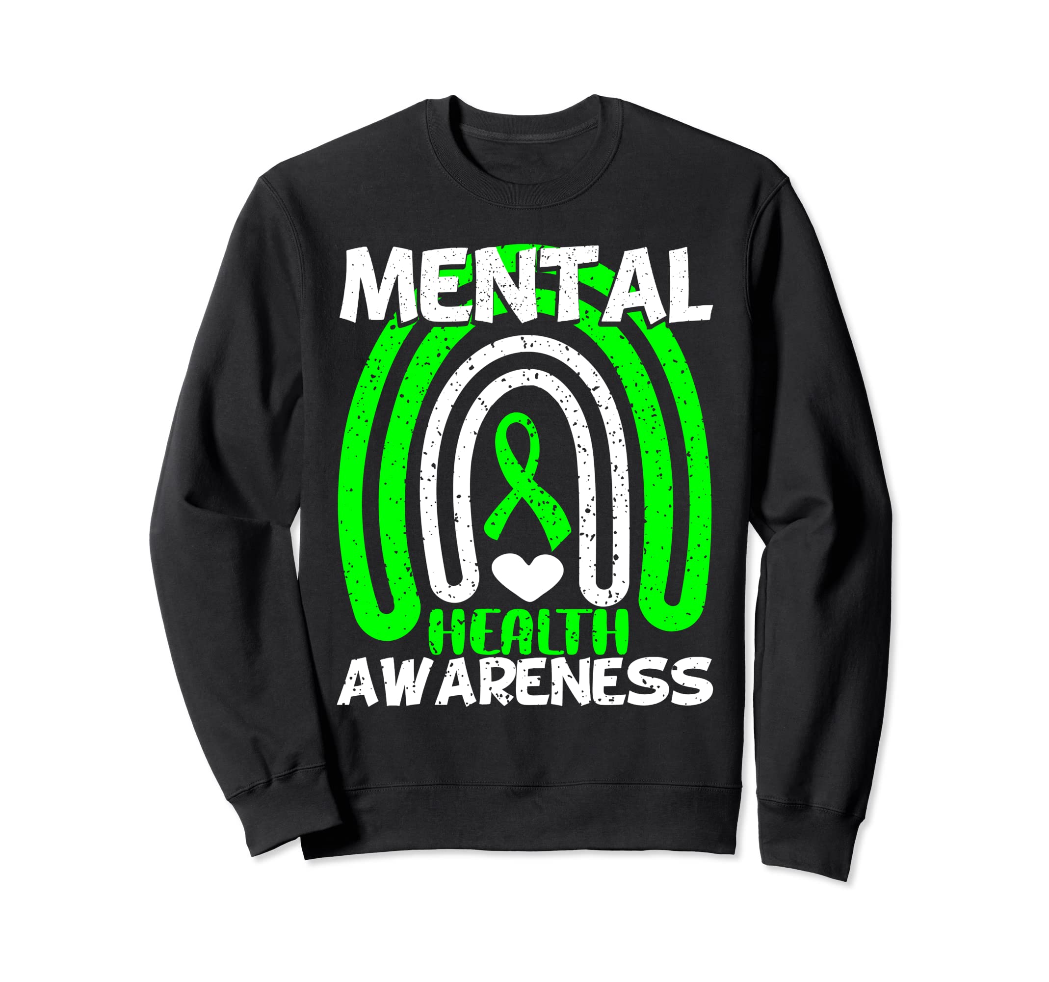 Green Ribbon Rainbow Mental Health Sweatshirt - Graphic Print for Adults - T-Shirt, Sweatshirt, Hoodie