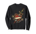 Heart Tattoo Traditional Dagger Sweatshirt - Minimalist Print Men Women - T-Shirt, Sweatshirt, Hoodie