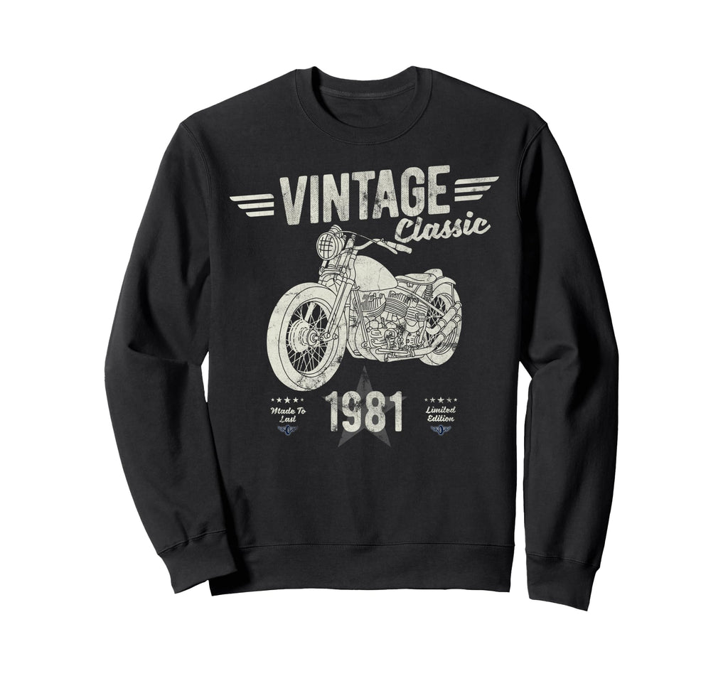 Born 1981 Birthday Motorbike Sweatshirt - Aesthetic Graphic for Adults - T-Shirt, Sweatshirt, Hoodie