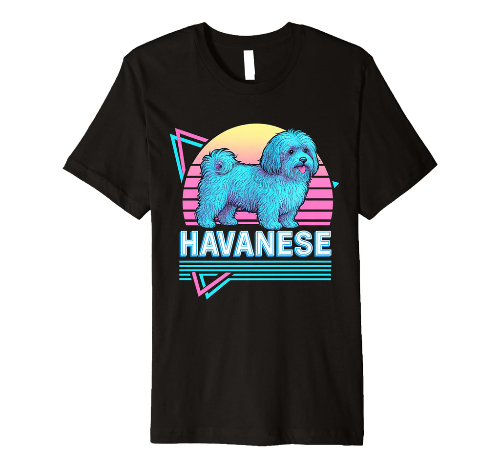 Havanese Dog Synthwave Aesthetic Dog T-Shirt - Novelty Apparel for Adults - T-Shirt, Sweatshirt, Hoodie