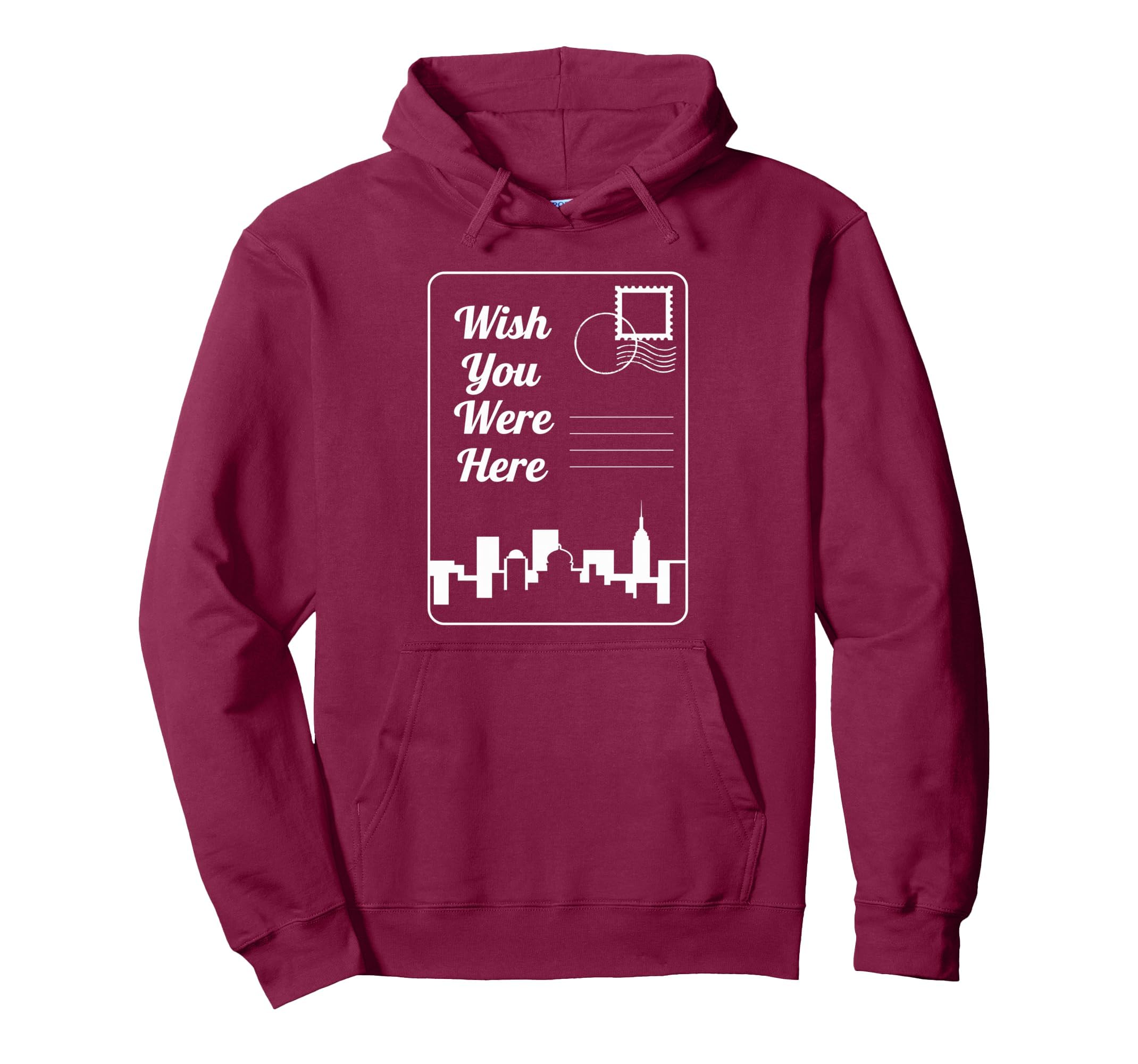 Wish You Were Here City Skyline Travel Hoodie - Novelty Apparel for Adults - T-Shirt, Sweatshirt, Hoodie