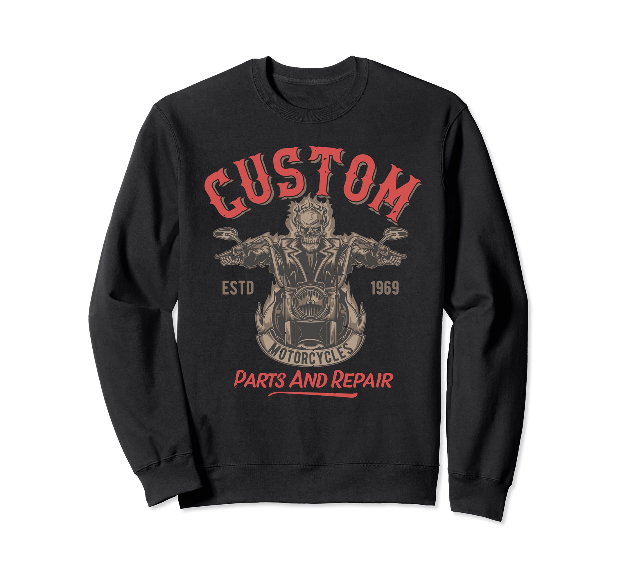 Badass Skeleton Riding Motorcycle Sweatshirt - Trendy Graphic Unisex - T-Shirt, Sweatshirt, Hoodie