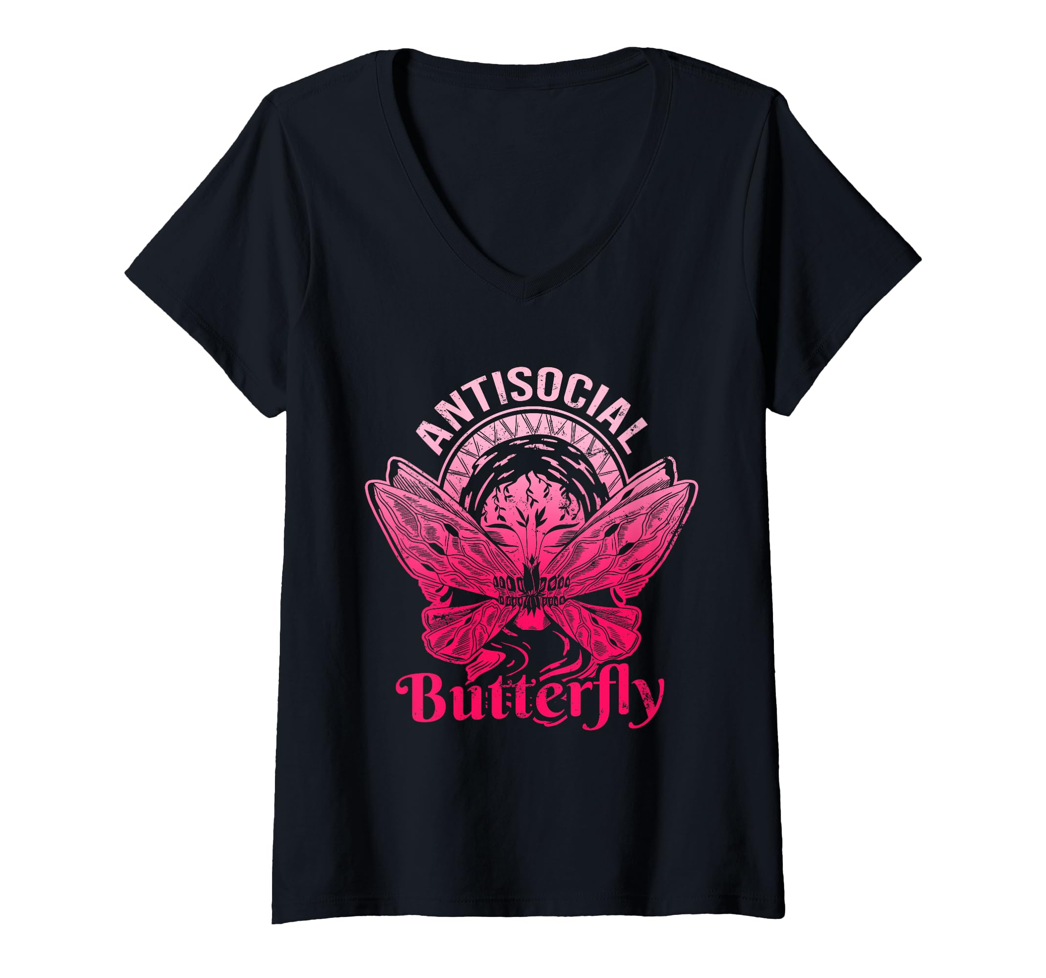 Womens Antisocial Butterfly Moth T-Shirt - Minimalist Print for Adults - T-Shirt, Sweatshirt, Hoodie