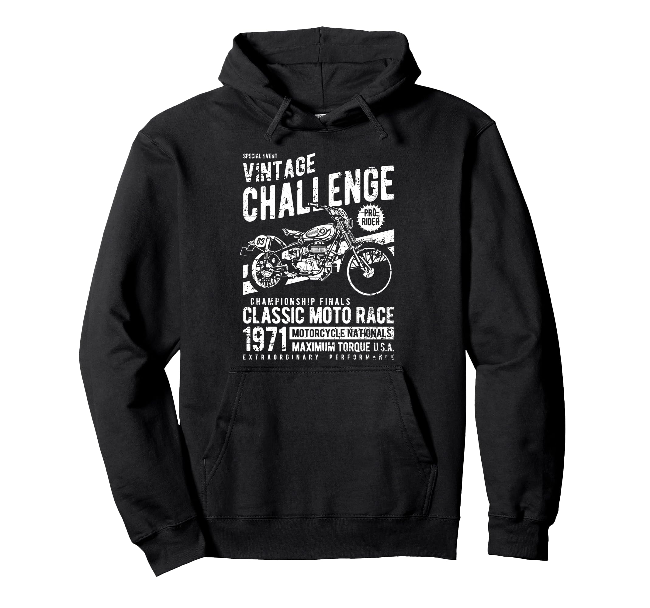 Challenge Motorcycle Race Distressed Hoodie - Custom Art Print for Adults - T-Shirt, Sweatshirt, Hoodie
