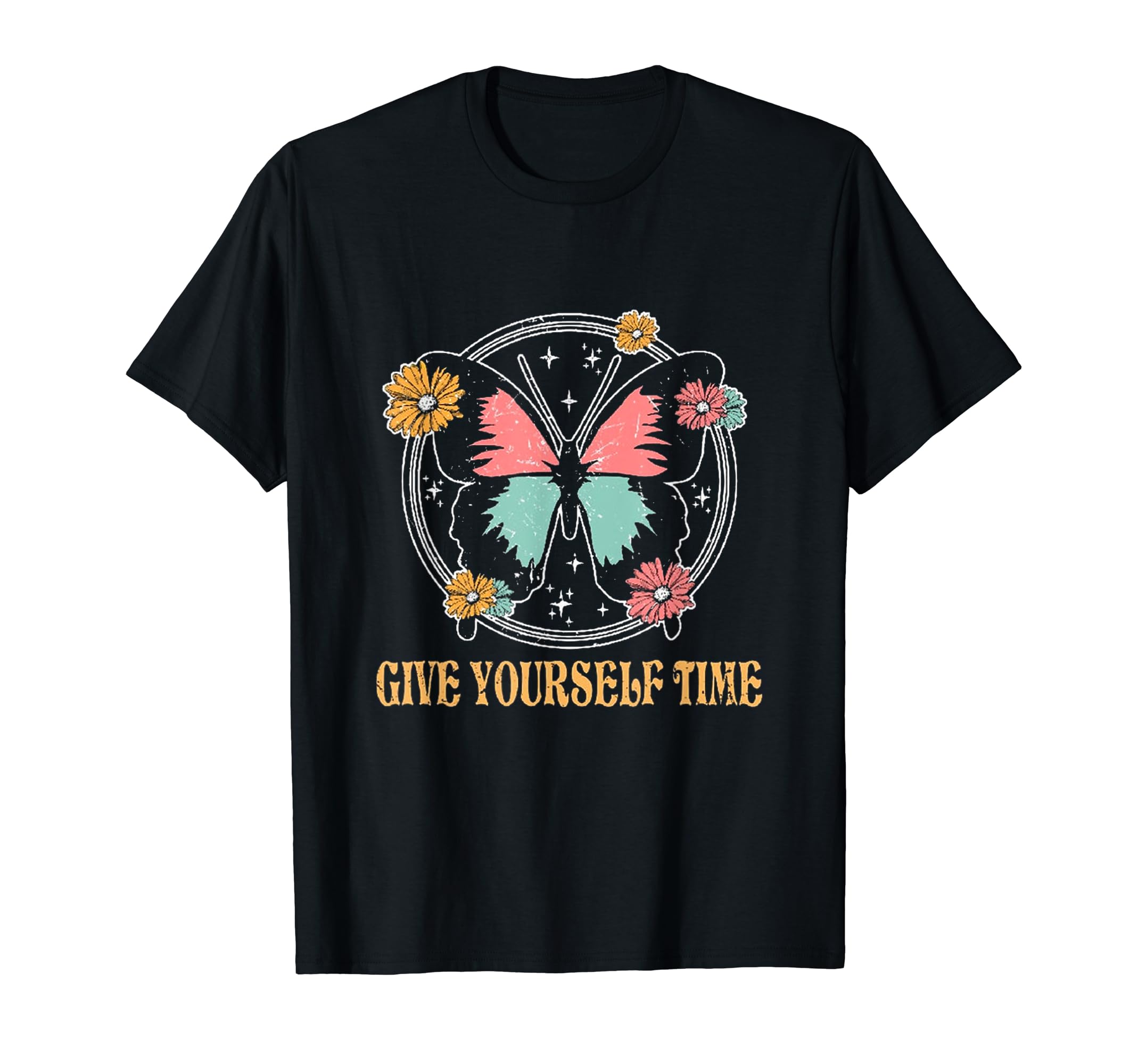 Give Yourself Time Butterfly Self Care T-Shirt - Custom Art Print Unisex - T-Shirt, Sweatshirt, Hoodie