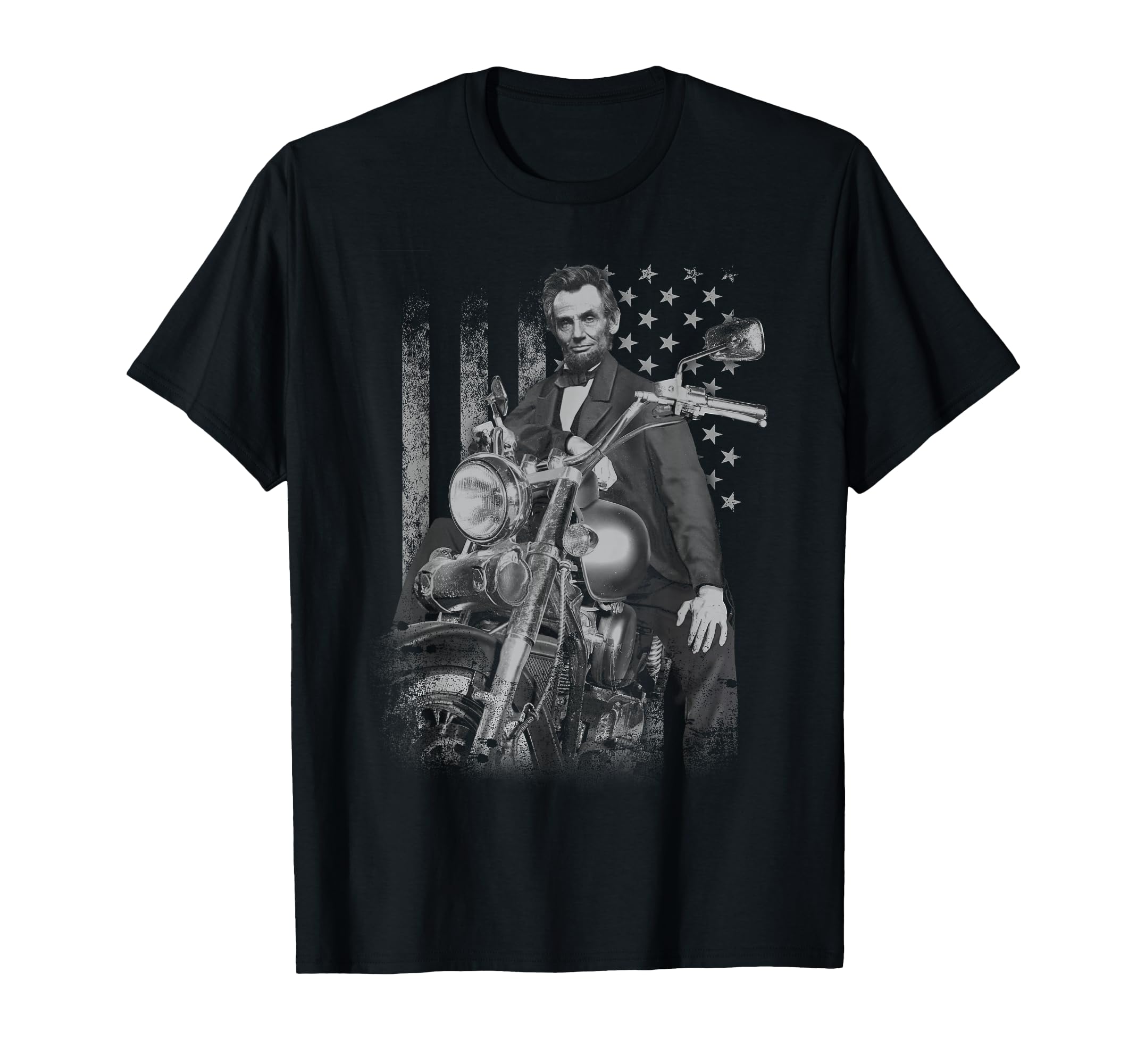 Abe Lincoln Motorcycle Biker Flag T-Shirt - Custom Art Print Men Women - T-Shirt, Sweatshirt, Hoodie
