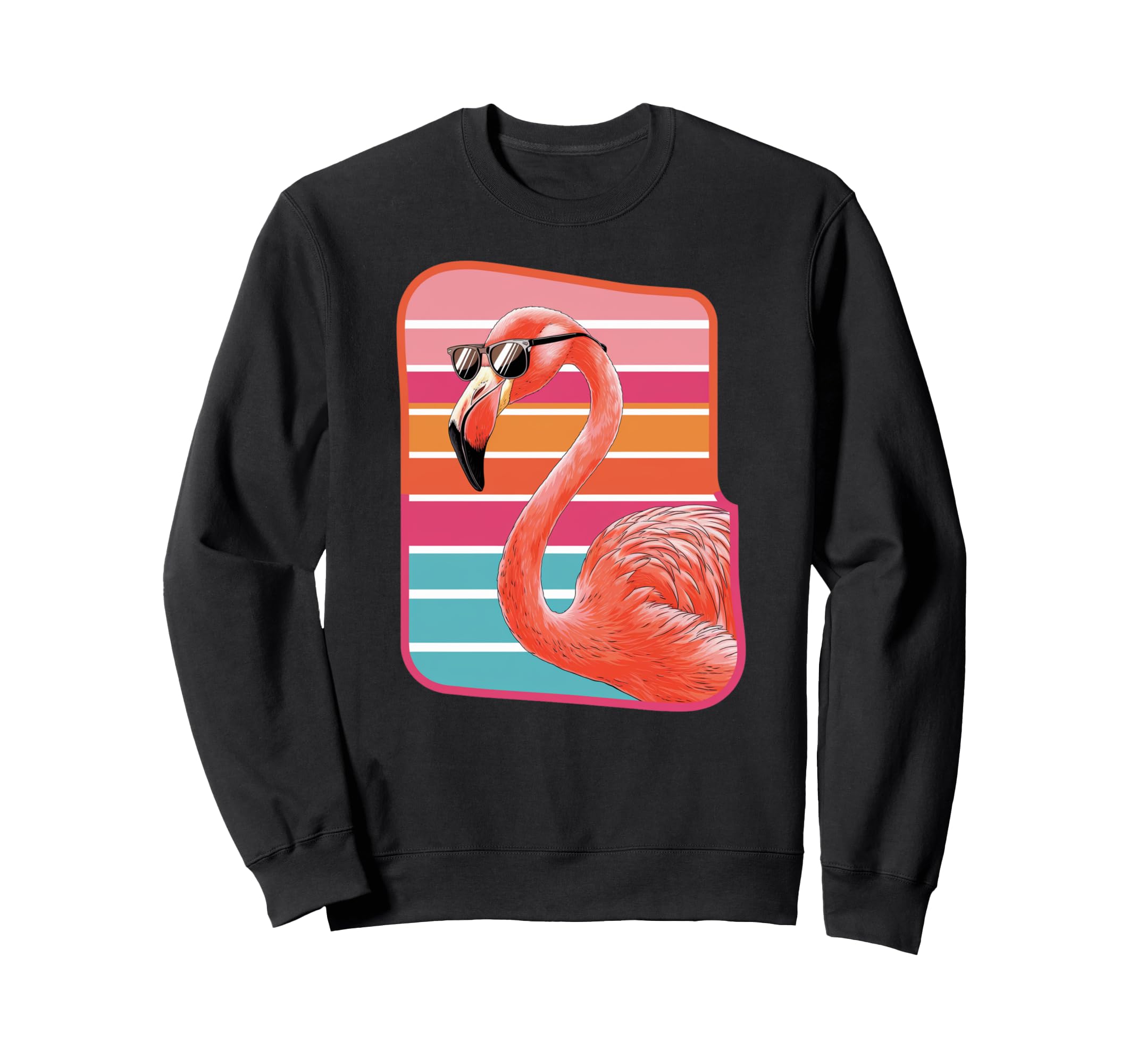Flamingo Sunglasses Bird 80S Sweatshirt - Fun Novelty Design Unisex - T-Shirt, Sweatshirt, Hoodie