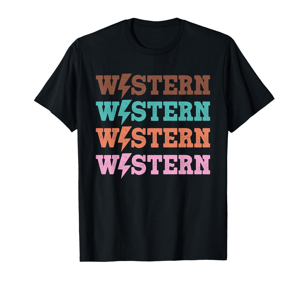Western Zigzag Accent Typography Color T-Shirt - Graphic Print Men Women - T-Shirt, Sweatshirt, Hoodie