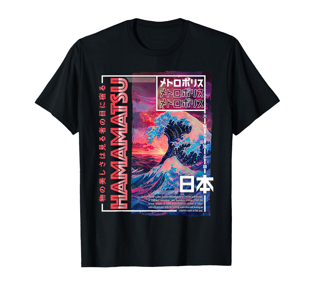 Hamamatsu City 80S Synthwave Kanagawa T-Shirt - Graphic Print for Adults - T-Shirt, Sweatshirt, Hoodie