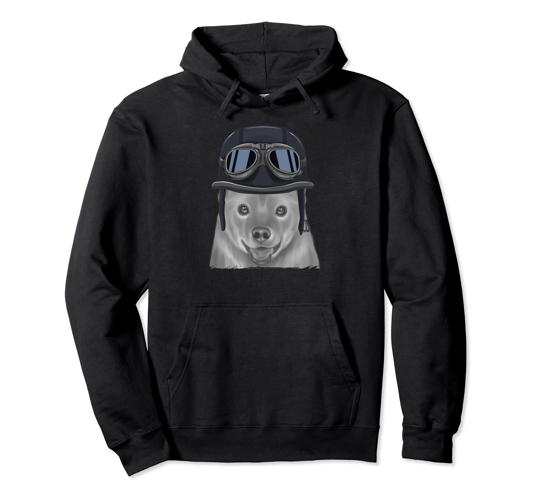 Finnish Spitz Wearing Motorcycle Helmet Hoodie - Graphic Print Men Women - T-Shirt, Sweatshirt, Hoodie