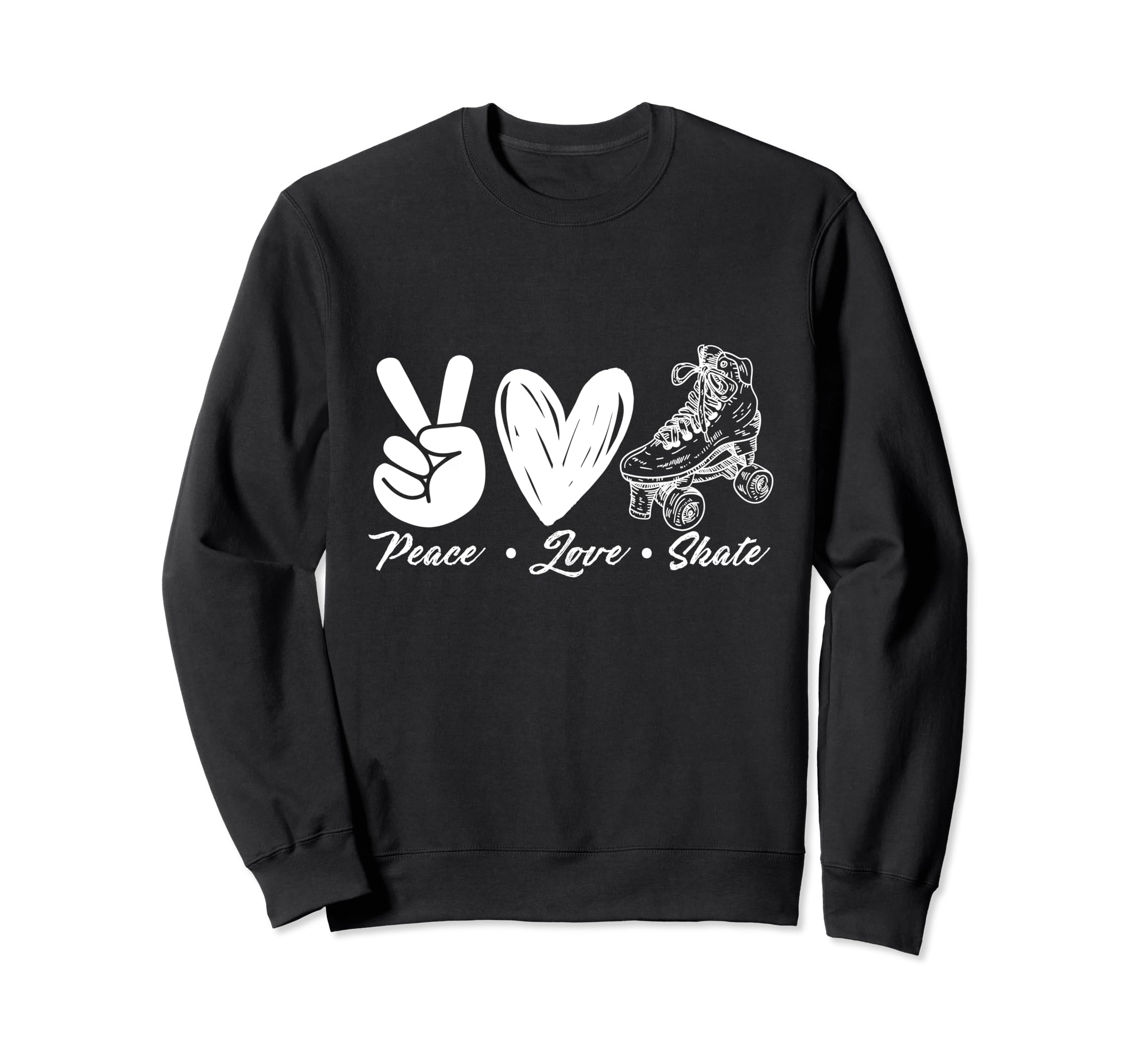 Peace Love Skate Roller Skating Sweatshirt - Aesthetic Graphic Men Women - T-Shirt, Sweatshirt, Hoodie