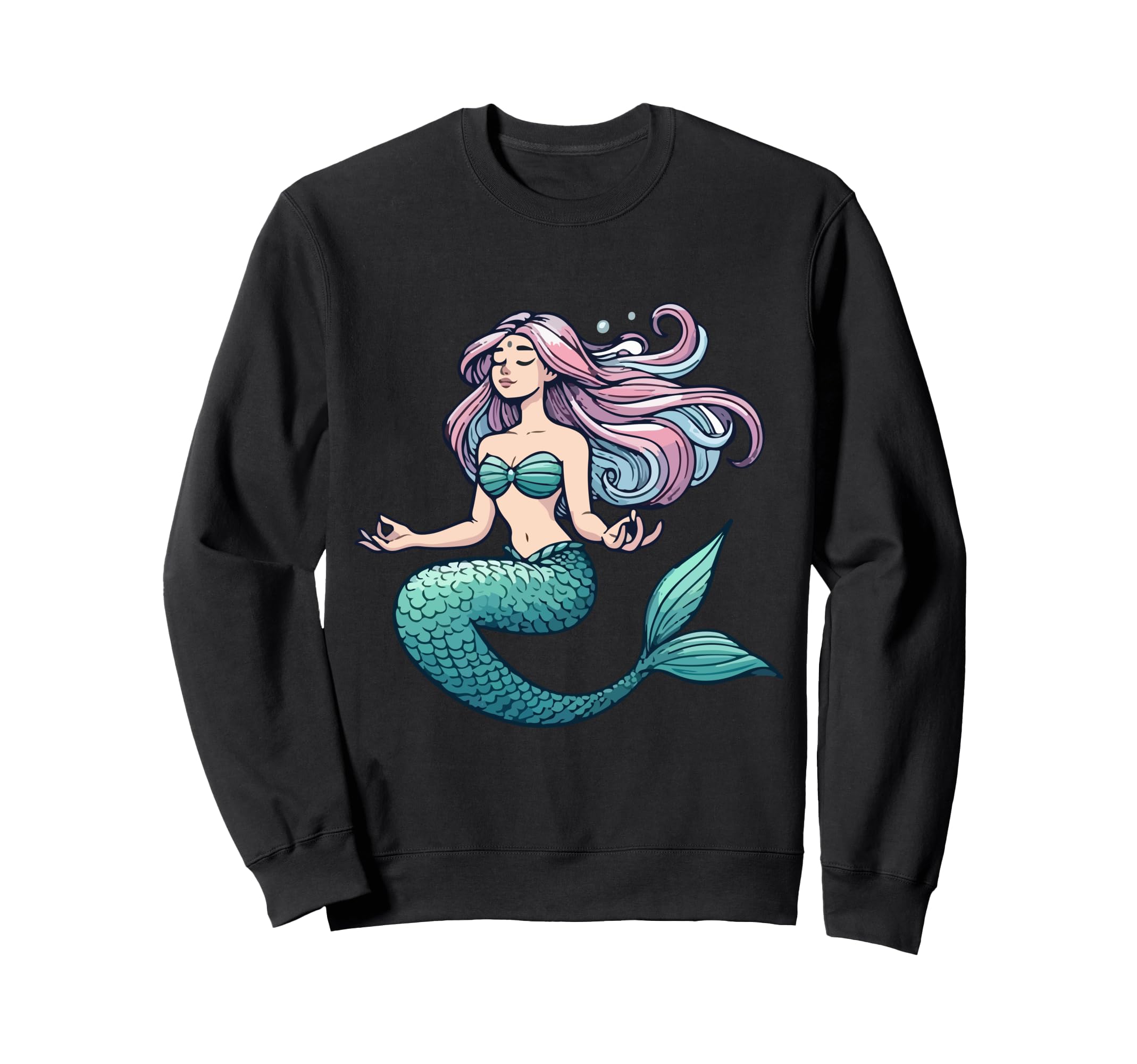 Meditation Mermaid Yoga Pose Relaxing Sweatshirt - Trendy Graphic Unisex - T-Shirt, Sweatshirt, Hoodie