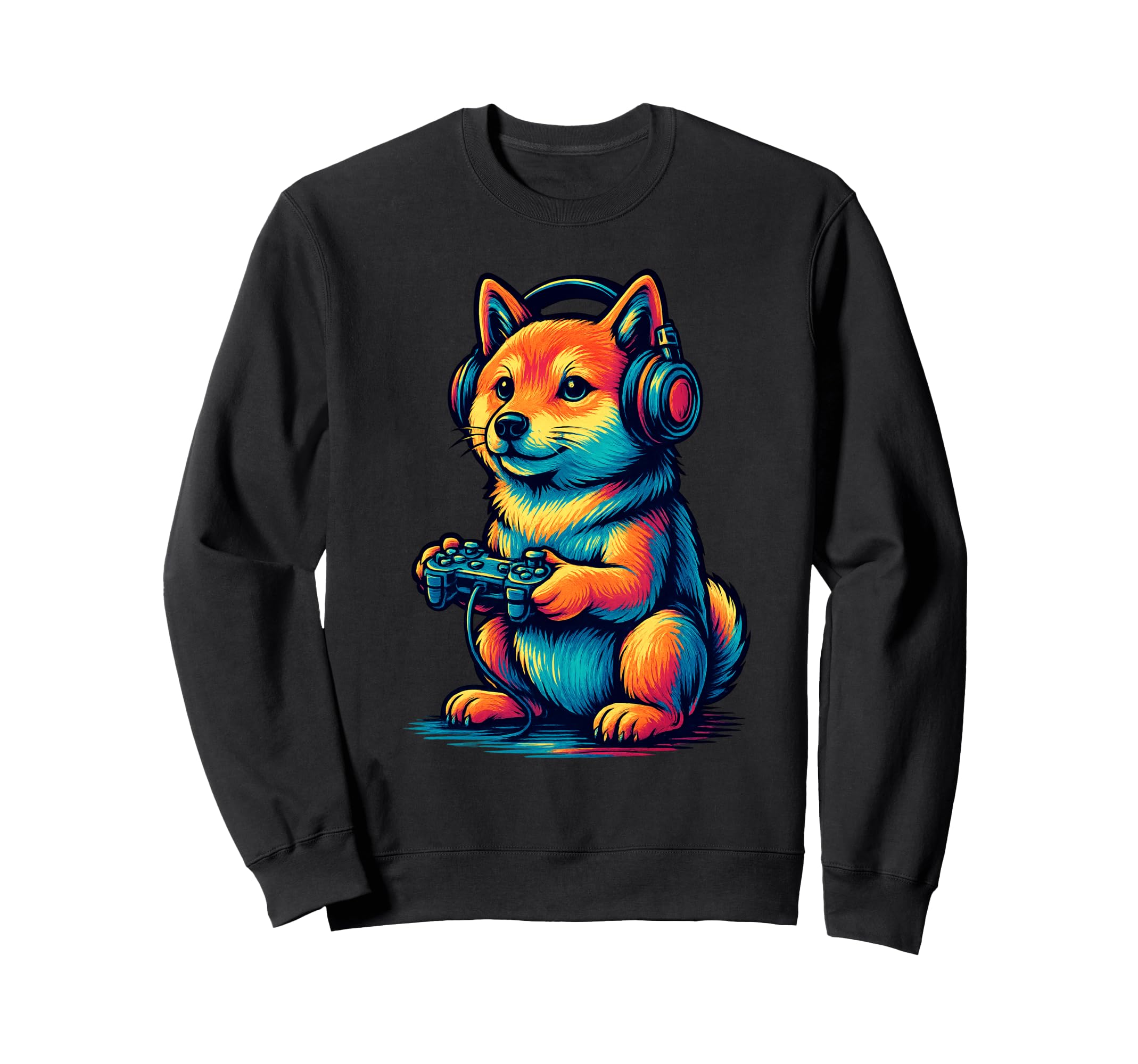 Shiba Inu Gamer Vaporwave Gaming Dog Sweatshirt - Aesthetic Graphic Unisex - T-Shirt, Sweatshirt, Hoodie