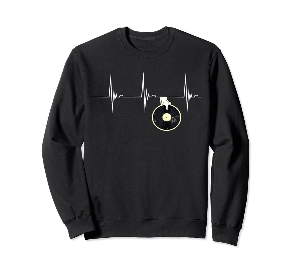 Record Player Heartbeat Ekg Sweatshirt - Casual Everyday Wear for Adults - T-Shirt, Sweatshirt, Hoodie