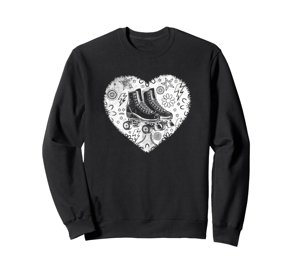 Roller Skating Heart Grunge Sweatshirt - Casual Everyday Wear Men Women - T-Shirt, Sweatshirt, Hoodie