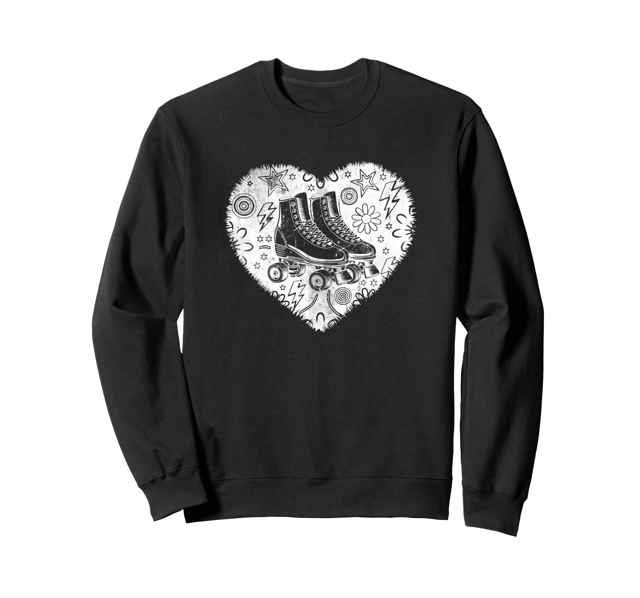 Roller Skating Heart Grunge Sweatshirt - Casual Everyday Wear Men Women - T-Shirt, Sweatshirt, Hoodie