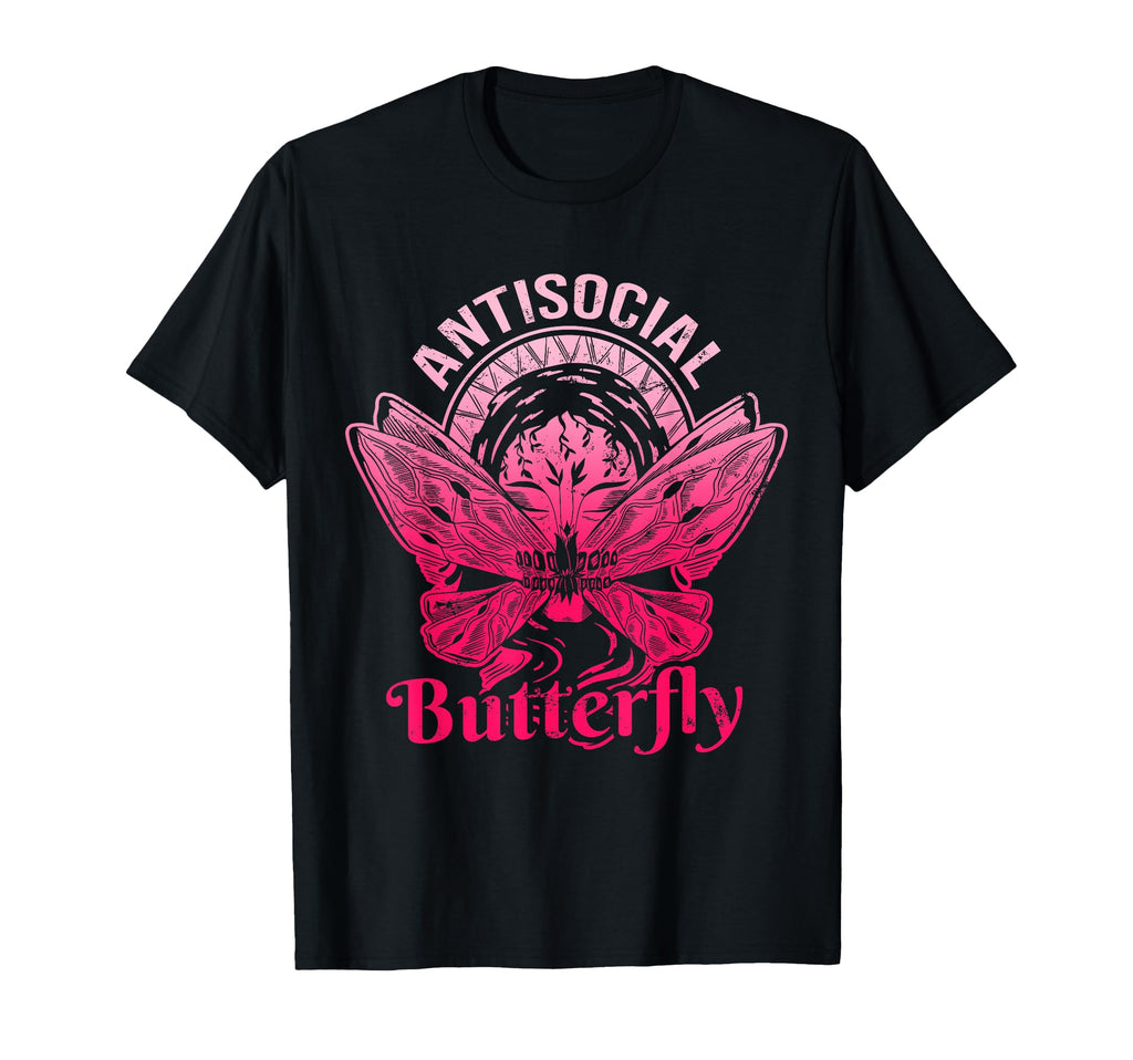 Antisocial Butterfly Moth Gothic Dark T-Shirt - Graphic Print Men Women - T-Shirt, Sweatshirt, Hoodie