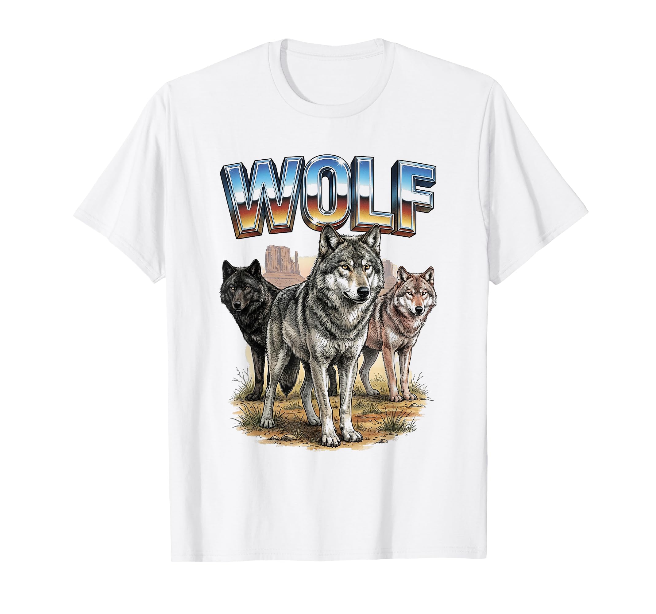 Wolf 70S 90S Wolf Animal Lover Wolves T-Shirt - Minimalist Print Unisex - T-Shirt, Sweatshirt, Hoodie