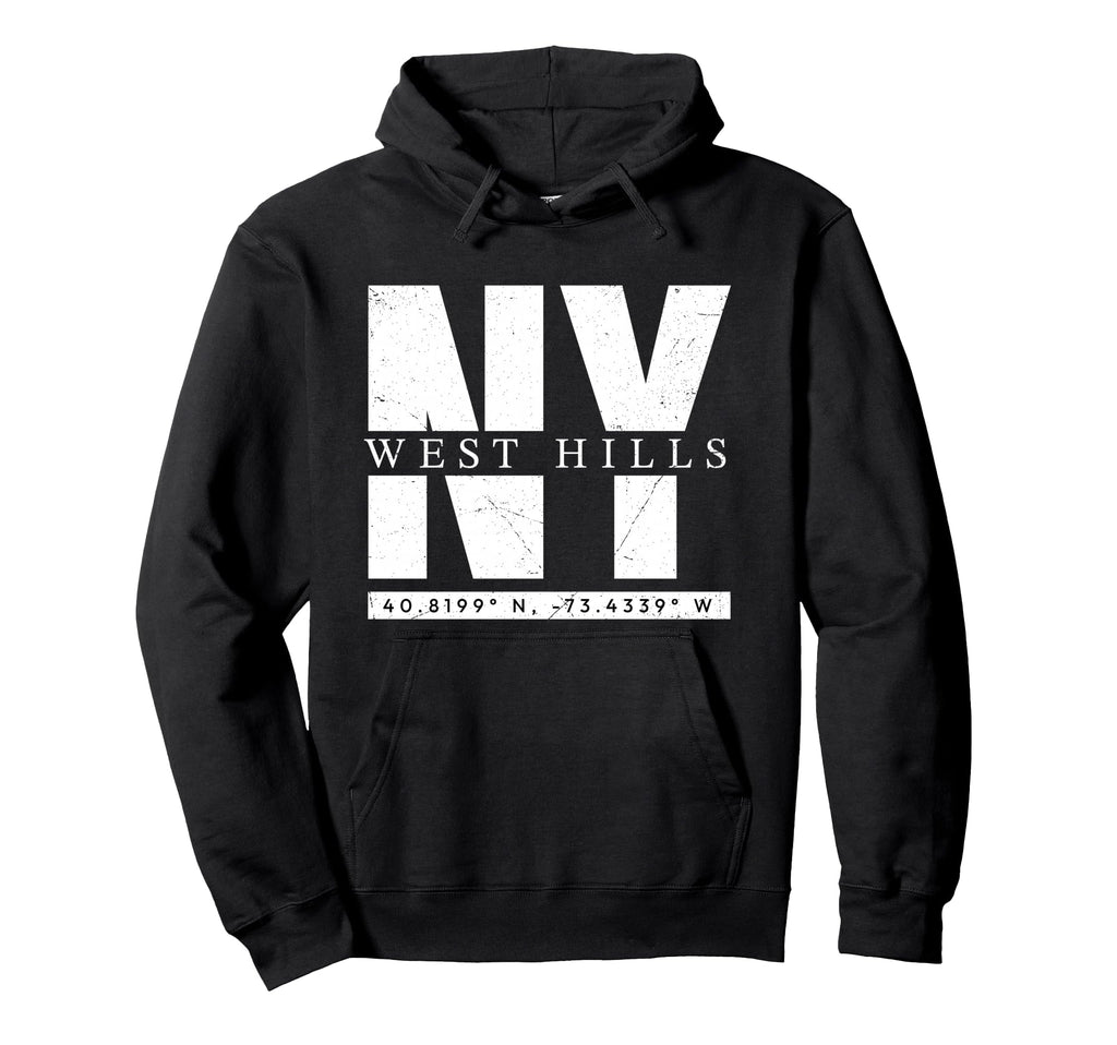 West Hills Ny Urban Coordinates Hoodie - Fun Novelty Design for Adults - T-Shirt, Sweatshirt, Hoodie