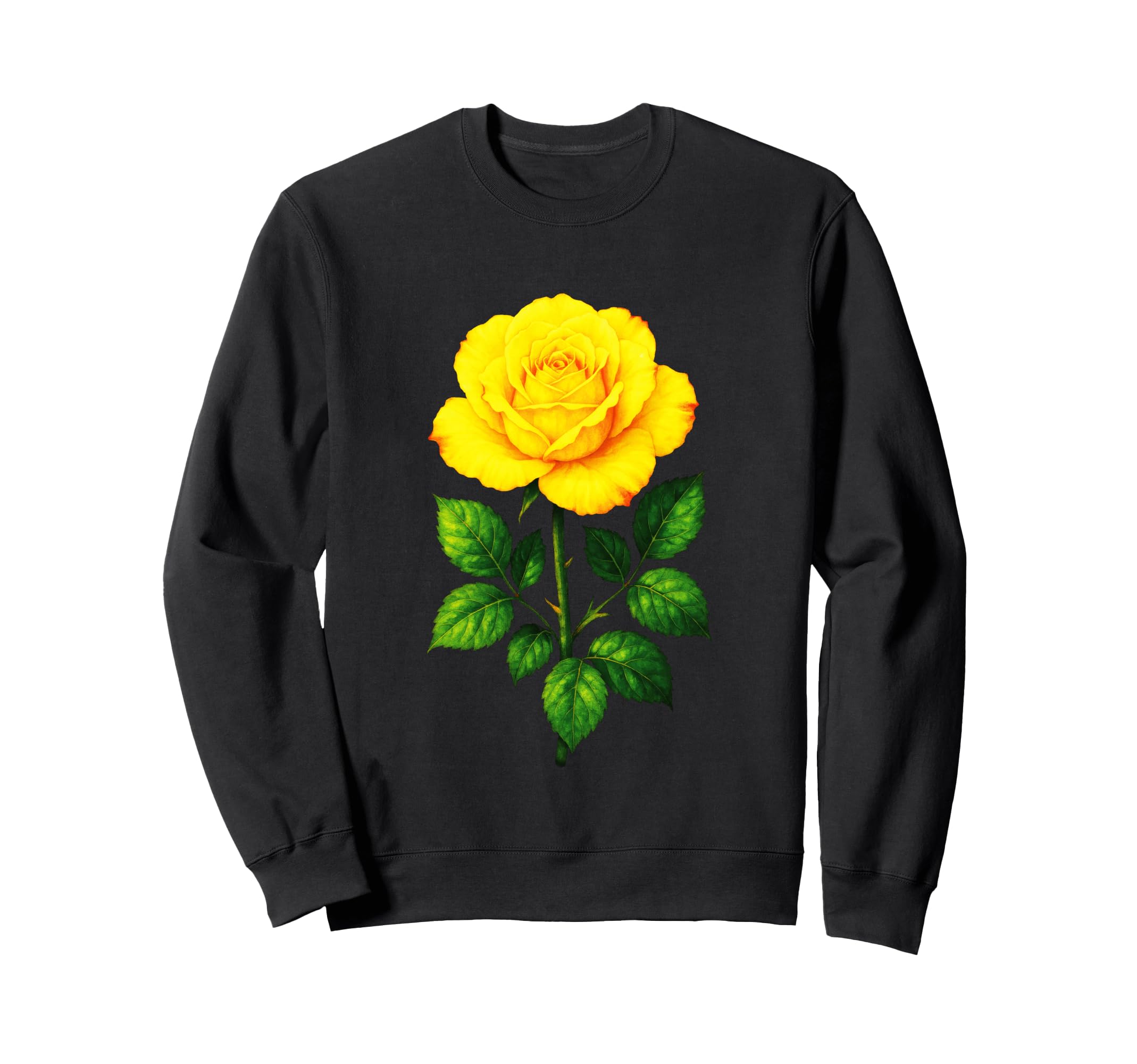 Yellow Rose Botanical Illustration Sweatshirt - Custom Art Print Men Women - T-Shirt, Sweatshirt, Hoodie