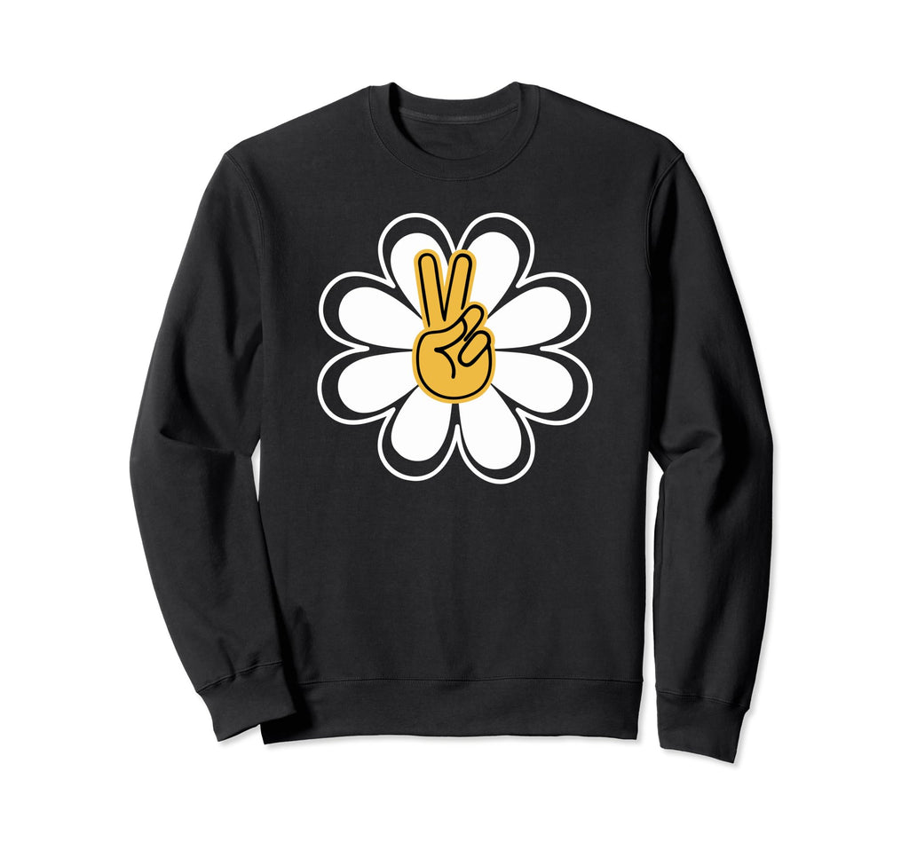 Simple White Daisy Flower Hippie Peace Sweatshirt - Graphic Print Unisex - T-Shirt, Sweatshirt, Hoodie