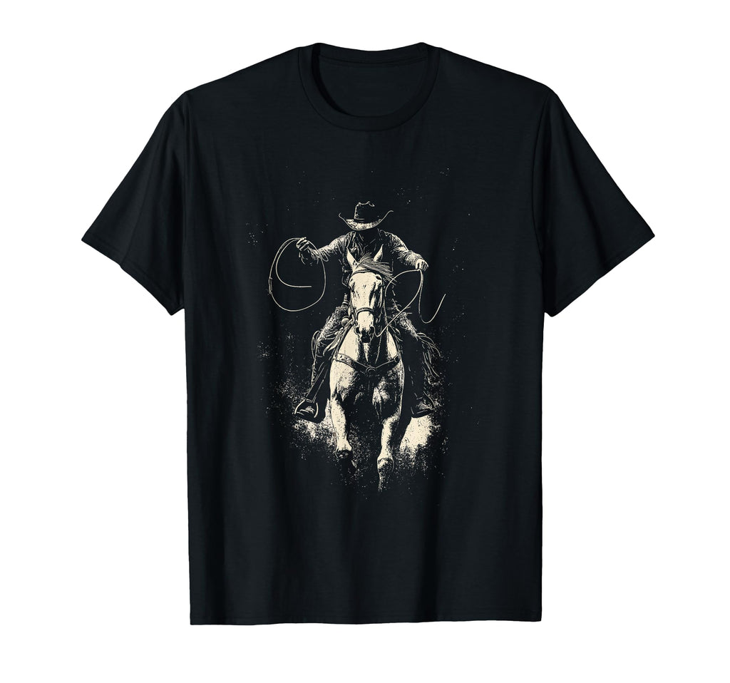 Rodeo Cowboy Dark Western Horse Art T-Shirt - Trendy Graphic Unisex - T-Shirt, Sweatshirt, Hoodie