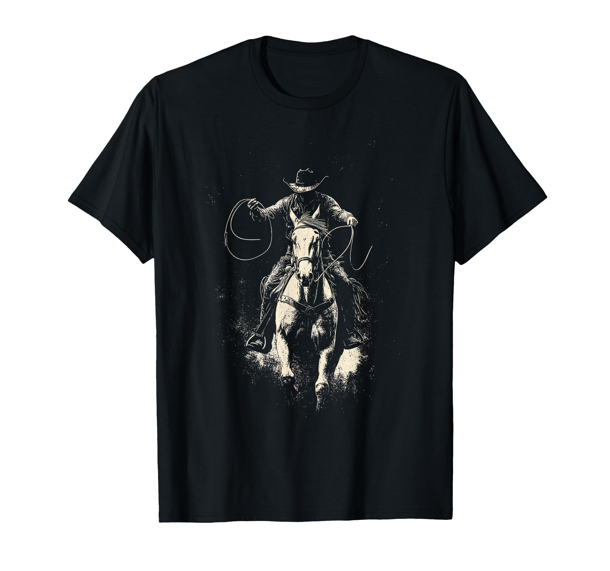 Rodeo Cowboy Dark Western Horse Art T-Shirt - Trendy Graphic Unisex - T-Shirt, Sweatshirt, Hoodie