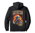 She Fell Off Motorcycle Riding Biker Hoodie - Unique Graphic for Adults - T-Shirt, Sweatshirt, Hoodie