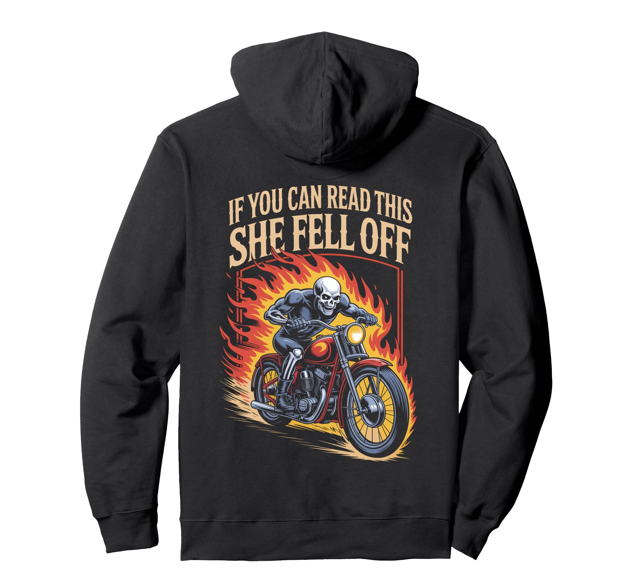 She Fell Off Motorcycle Riding Biker Hoodie - Unique Graphic for Adults - T-Shirt, Sweatshirt, Hoodie