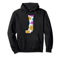 Letter J Daisy Floral Alphabet Hoodie - Unique Graphic Unisex - T-Shirt, Sweatshirt, Hoodie