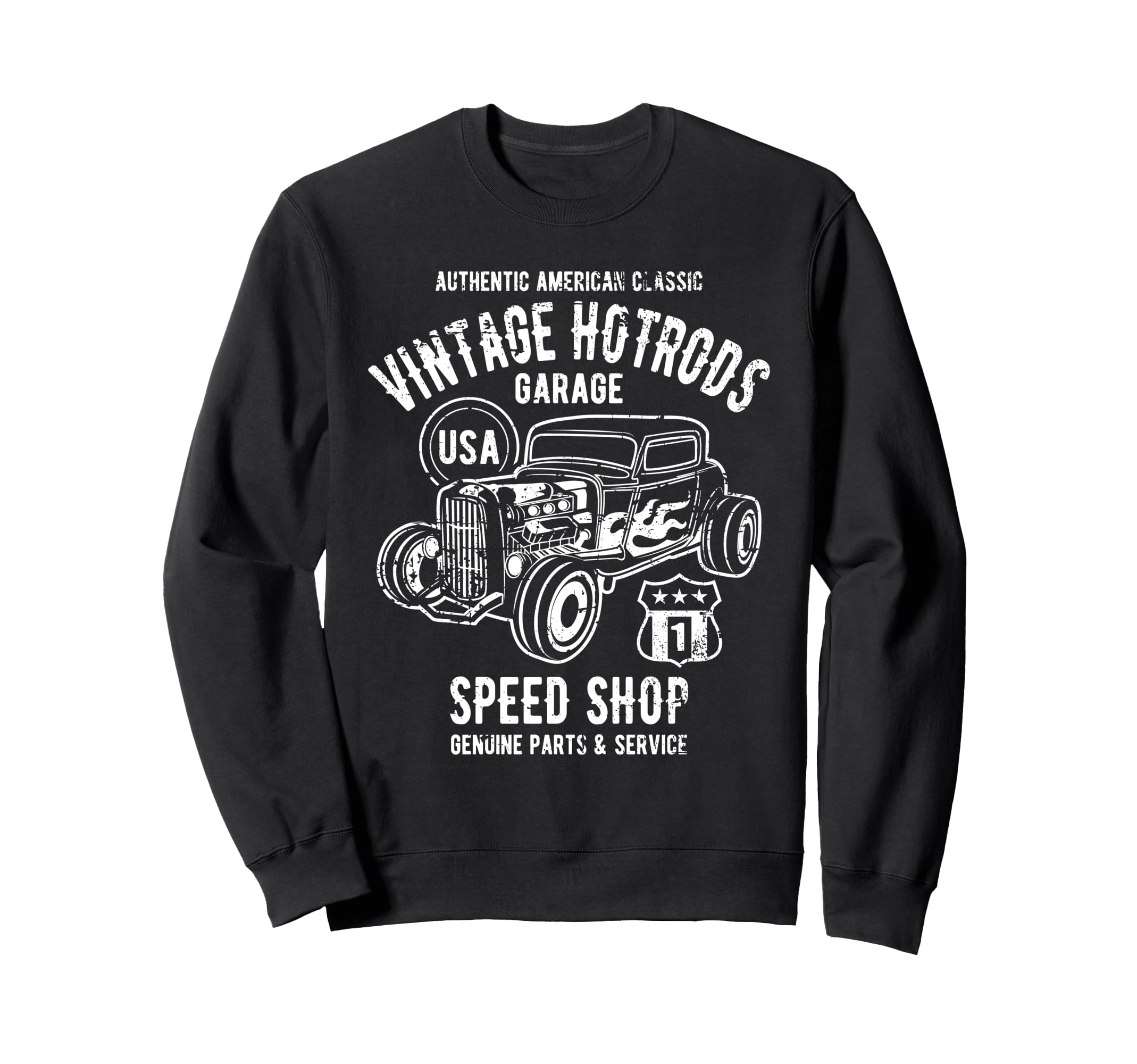 Speed Shop Hotrod Car Sweatshirt - Casual Everyday Wear Men Women - T-Shirt, Sweatshirt, Hoodie